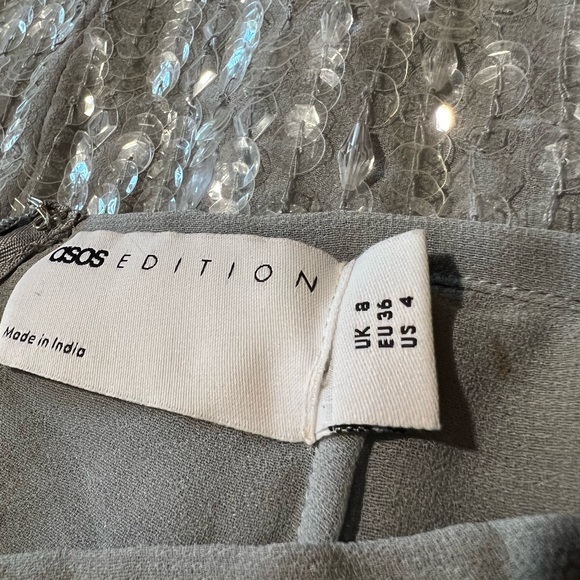 NEW ASOS EDITION Sequin and Crystal Fringe Skirt Size 4 - Picture 7 of 10